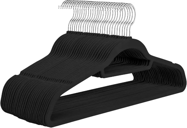 50 or 20  Velvet Hangers Non-Slip Clothes Coat Hangers Coat with Tie Bar and 360° Swivel Hook Space-Saving 0.6 cm Thick 43.5 cm Long, for Dresses Trousers