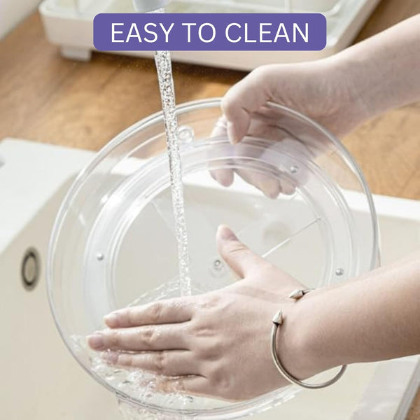 2 Pcs Lazy Susan Turntable Cupboard Organiser Rotating Spice Rack Clear Cosmetic Makeup Organiser Spinning Kitchen Organiser for Cabinet, Pantry, Fridge, Countertop Size 23CM+27CM