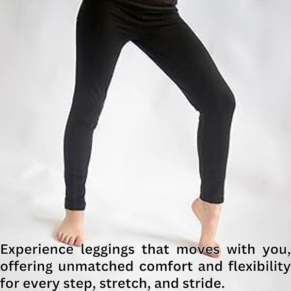 Panzy® 2 Pack Girls Kids Children Plain Stretchy 95% Cotton Leggings Ages 5 to 13