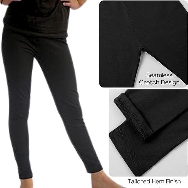 Panzy® 2 Pack Girls Kids Children Plain Stretchy 95% Cotton Leggings Ages 5 to 13