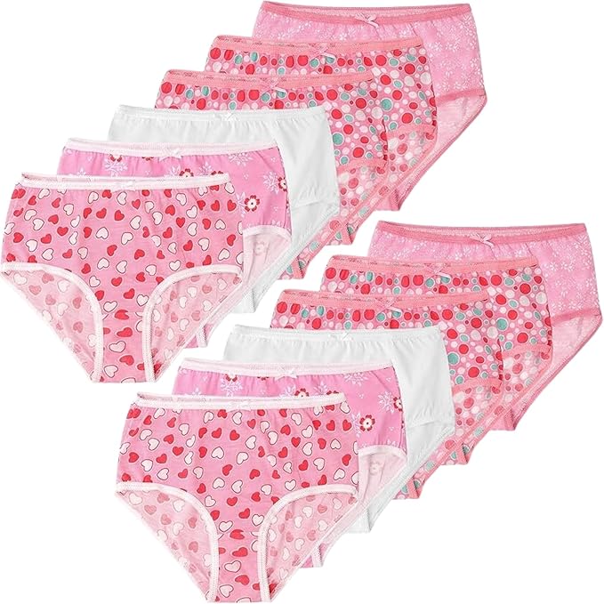 Kids Girls Briefs Knickers Underwear Plain 100% Cotton Pants 12 Pack