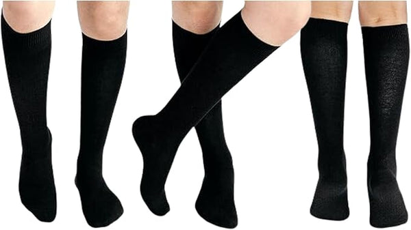 5 Pairs Children/Kids Girls Knee High Plain School Cotton Rich Socks