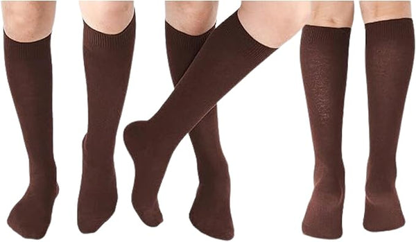 5 Pairs Children/Kids Girls Knee High Plain School Cotton Rich Socks