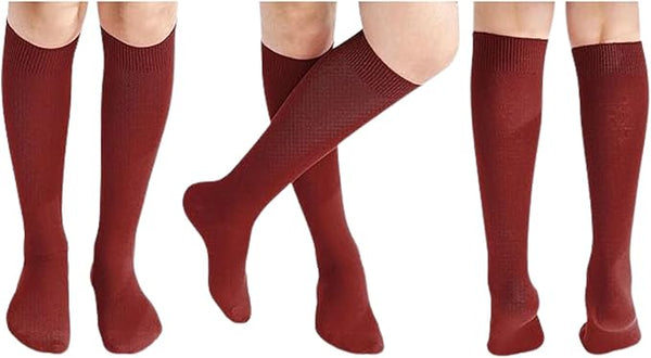 5 Pairs Children/Kids Girls Knee High Plain School Cotton Rich Socks