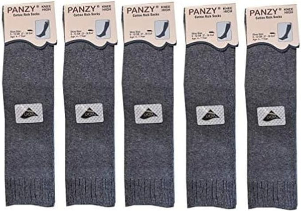 5 Pairs Children/Kids Girls Knee High Plain School Cotton Rich Socks