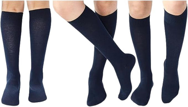 5 Pairs Children/Kids Girls Knee High Plain School Cotton Rich Socks
