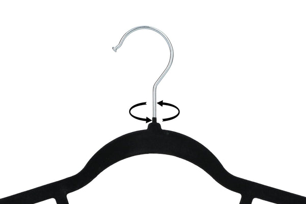 50 Velvet Hangers Non-Slip Clothes Coat Hangers Coat with Tie Bar and 360° Swivel Hook Space-Saving 0.6 cm Thick 43.5 cm Long, for Dresses Trousers