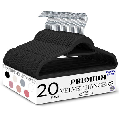 Panzy home premium velvet hangers black 20 pack 