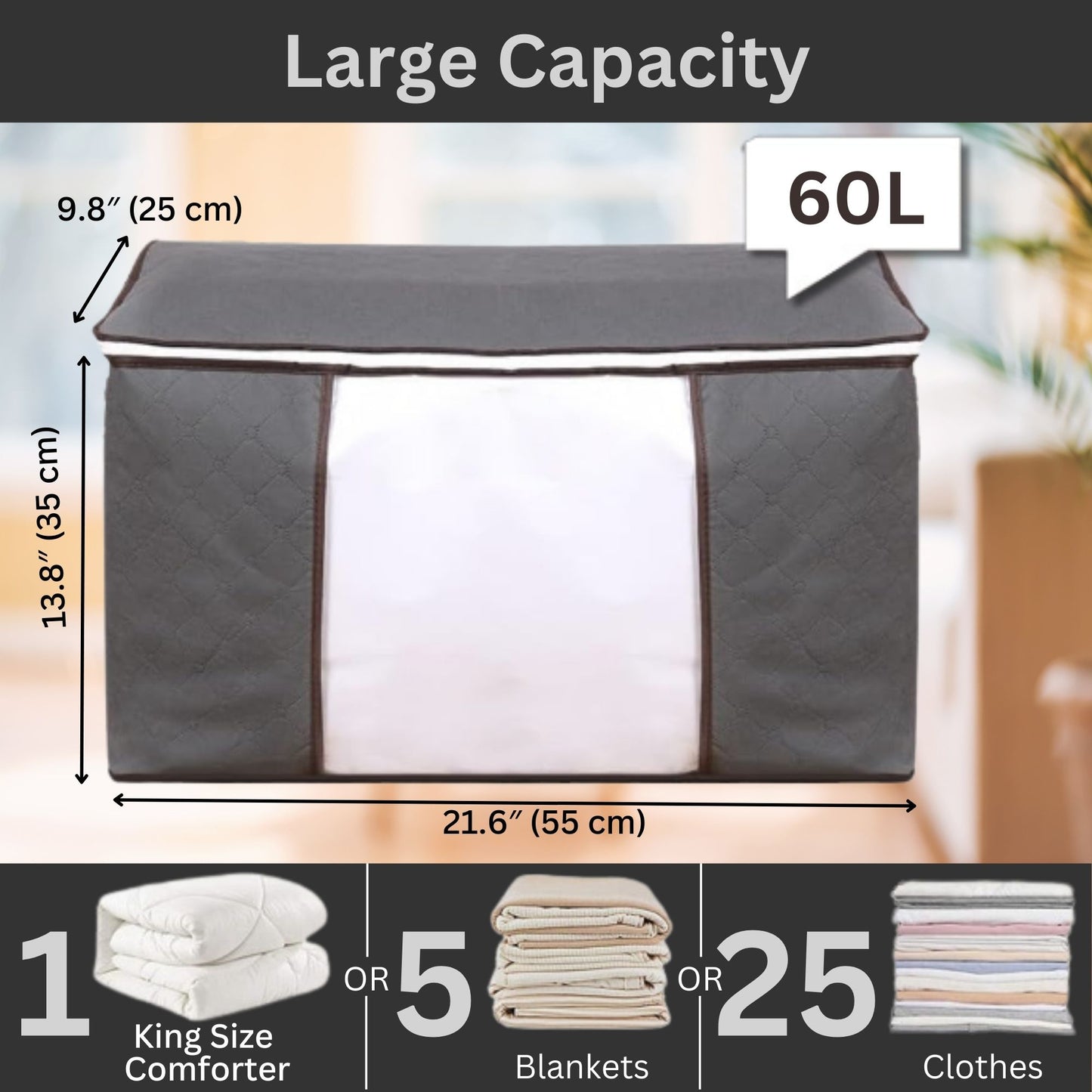 Clothes storage bags 60 L 35cmhight, 55cm length 