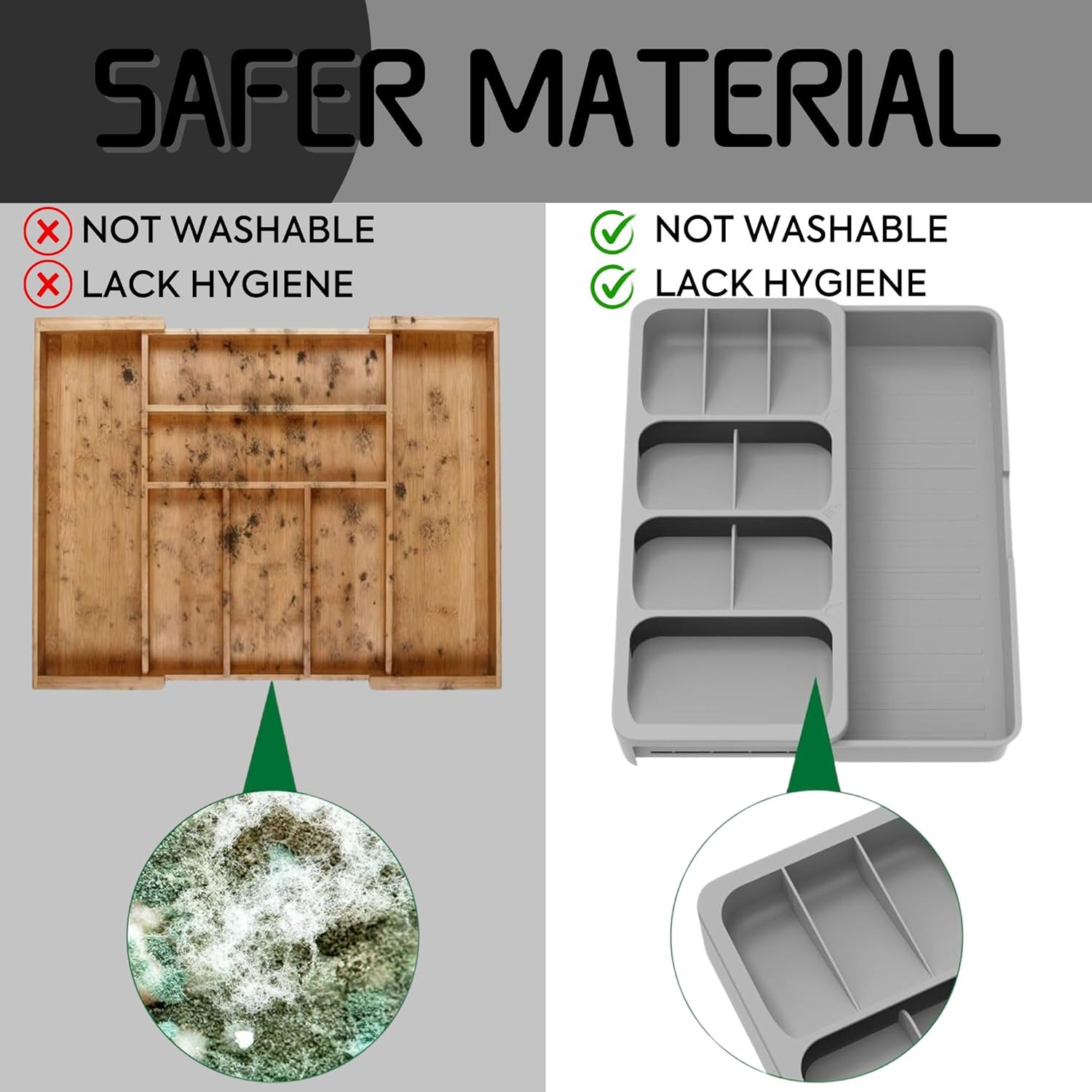 Ctlery organizer safer material No need to wash it.