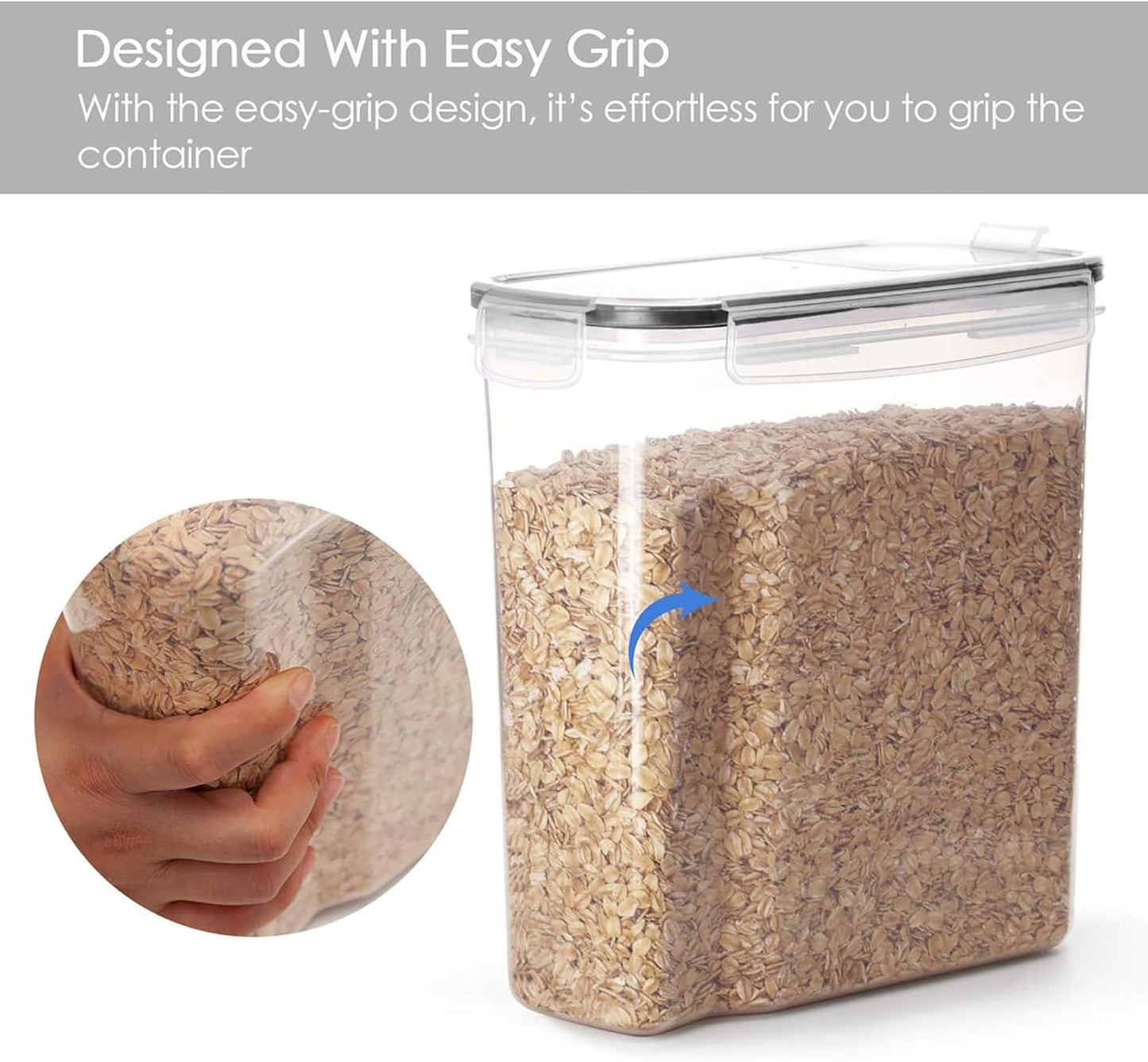 4L Cereal Storage Containers with Airtight Flip-Top Lids