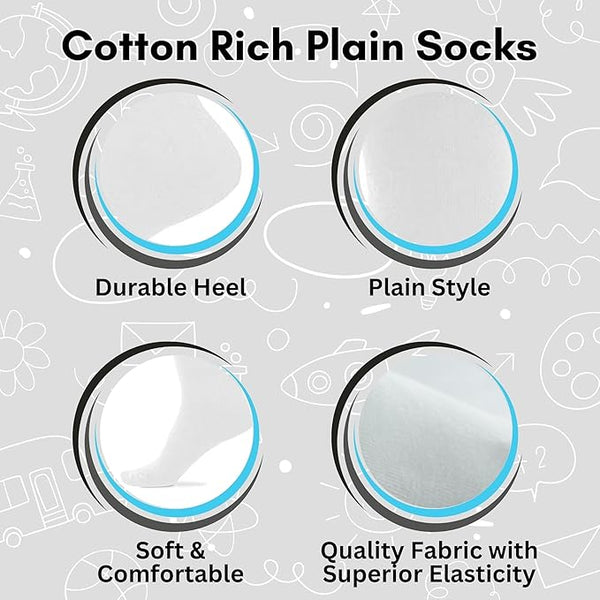 5 Pairs Children/Kids Girls Knee High Plain School Cotton Rich Socks