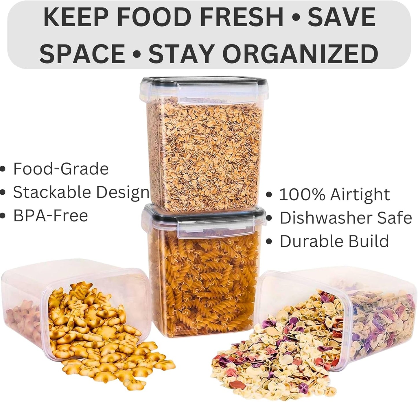 24 Pack Airtight Food Storage Containers Set for Pantry Organization