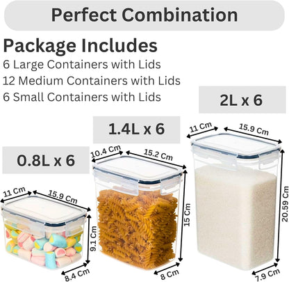 24 Pack Airtight Food Storage Containers Set for Pantry Organization