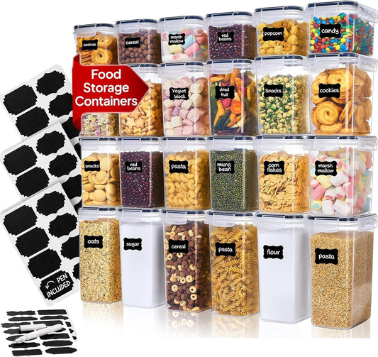 24 Pack Airtight Food Storage Containers Set for Pantry Organization