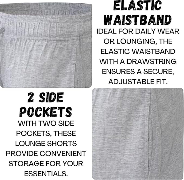 2 Pack Men's Lounge Wear Shorts Nightwear Super Soft Comfy Cotton Pyjama Bottoms