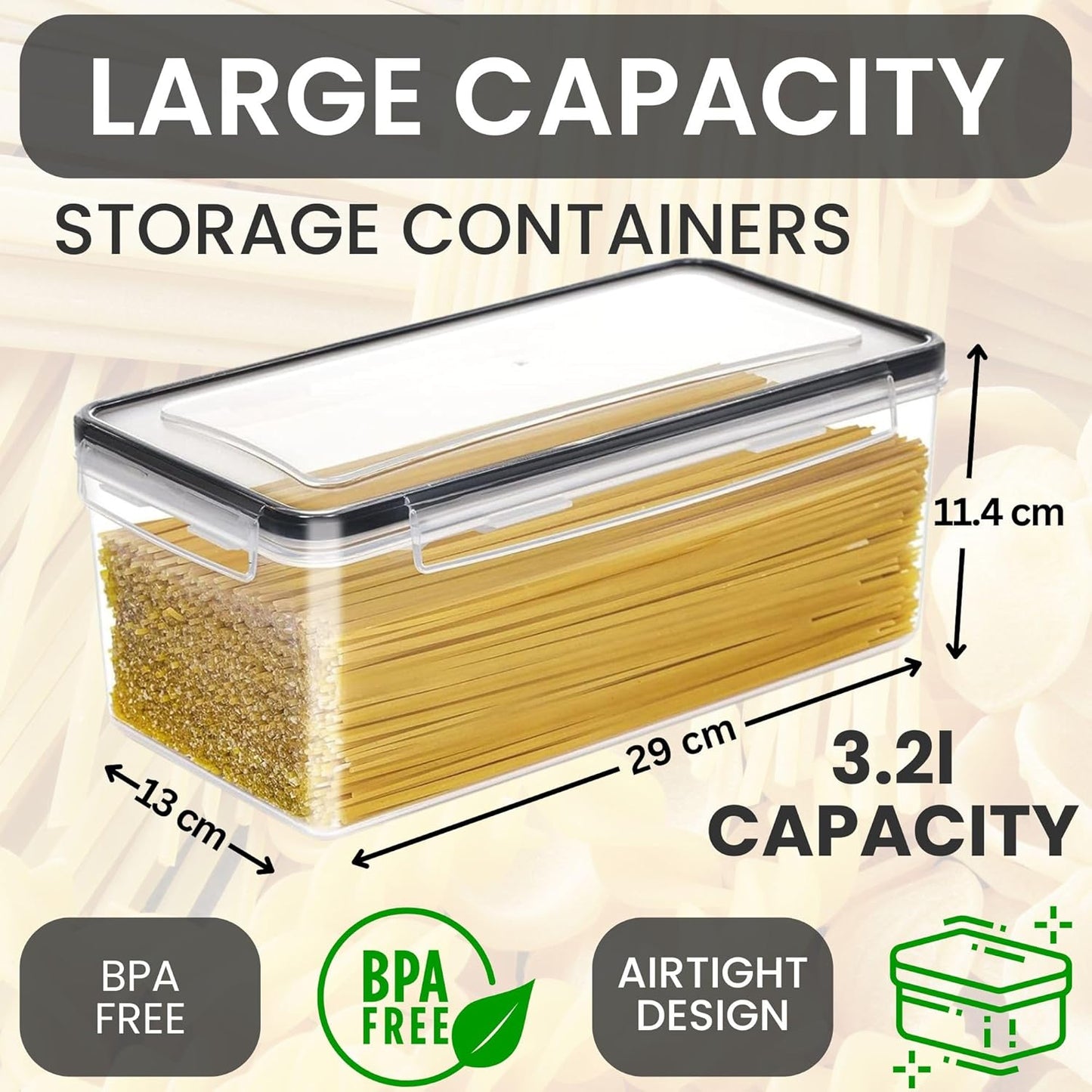 Panzy Home 3.2 L Noodle Storage Boxes with Airtight Lid