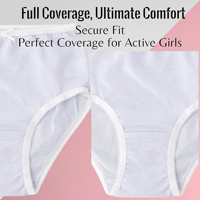 Kids Girls Briefs Knickers Underwear Plain 100% Cotton Pants 12 Pack