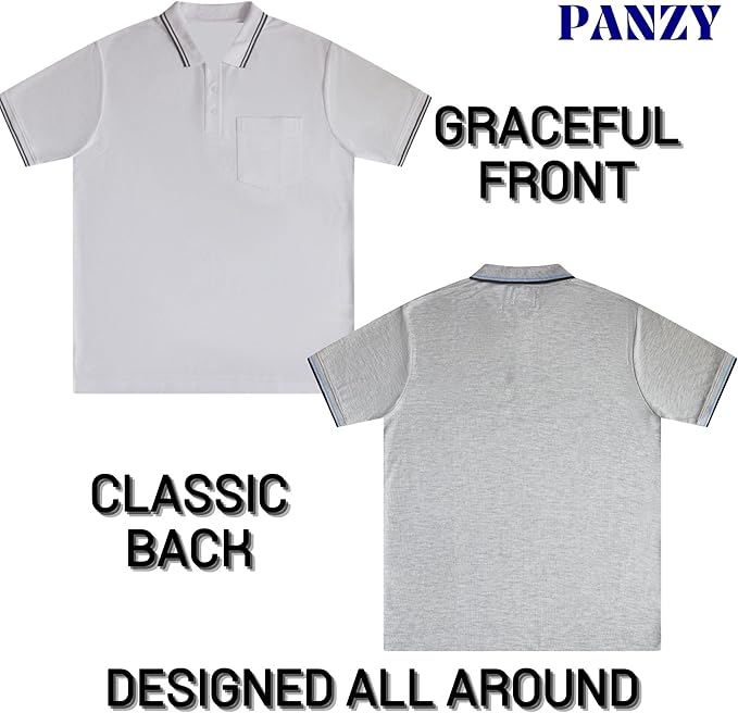 Men's short solid sleeve polo shirt graceful front & clasic back