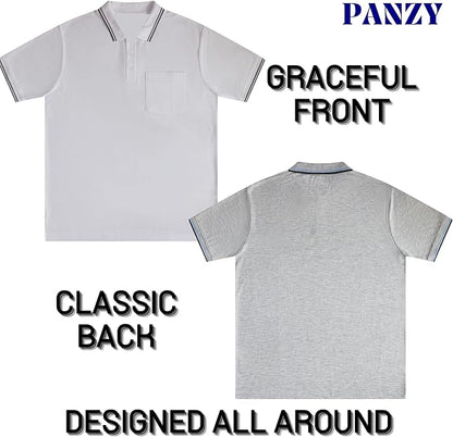 Men's short solid sleeve polo shirt graceful front & clasic back