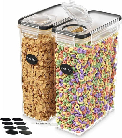 Panzy Home 4L Cereal Storage Containers – Airtight Flip-Top Lids, BPA-Free, Clear Plastic with Labels for Easy Organization– Kitchen Pantry Organiser – Ideal for Cereal, Cornflakes, and Dry Foods