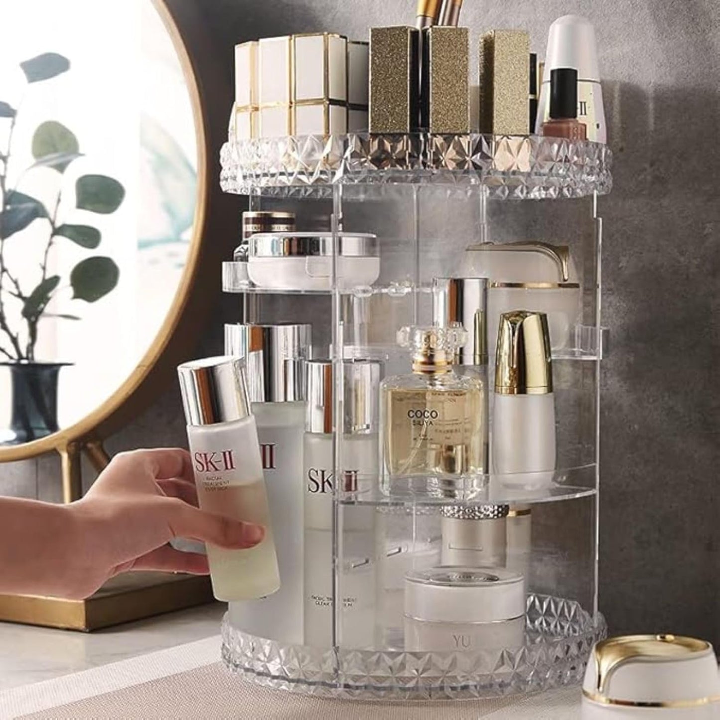 Panzy Home Makeup Organiser, 360 Degree Rotating Beauty Organiser for Cosmetic Perfume Jewellery,