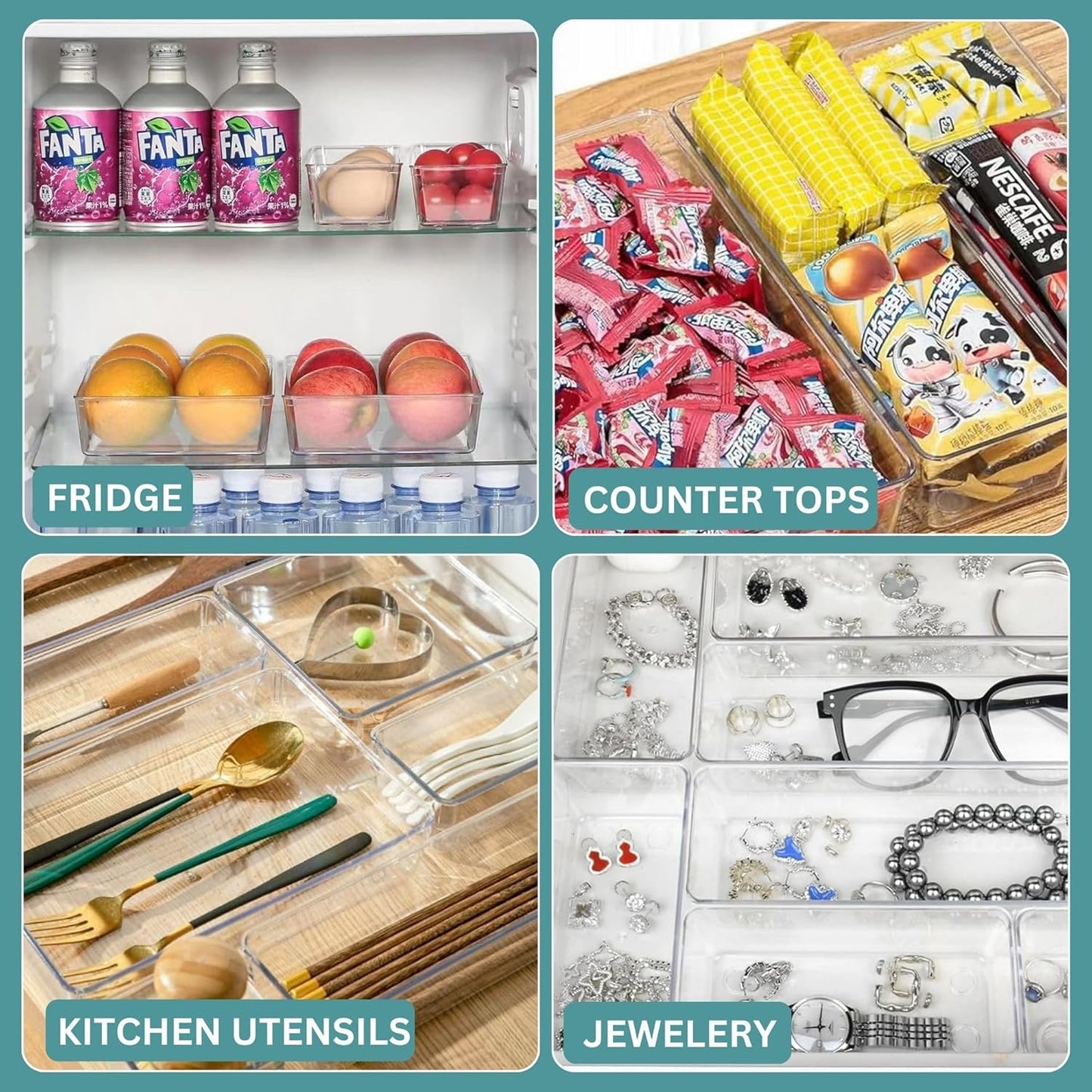 Panzy Home Clear Desk Drawer Organisers Trays