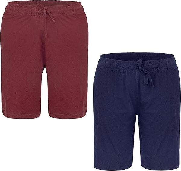 2 Pack Men's Lounge Wear Shorts Nightwear Super Soft Comfy Cotton Pyjama Bottoms