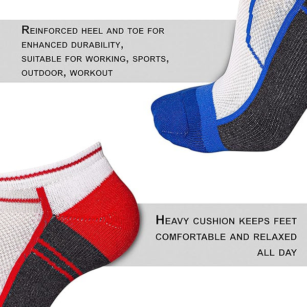 6 Pairs Ladies Prohike Cushioned Trainer Socks, White Grey Multi, Size 4-8