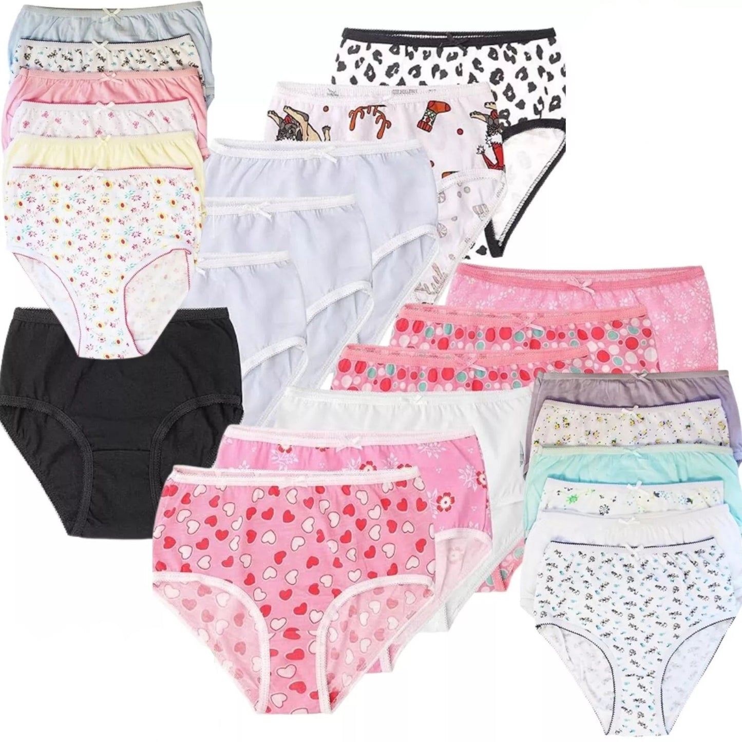 Kids Girls Briefs Knickers Underwear Plain 100% Cotton Pants 12 Pack