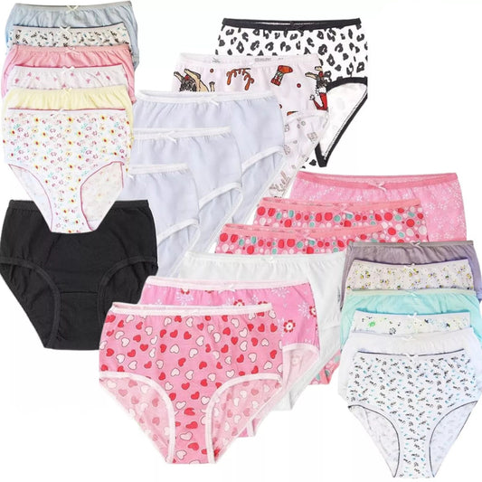 Kids Girls Briefs Knickers Underwear Plain 100% Cotton Pants 12 Pack