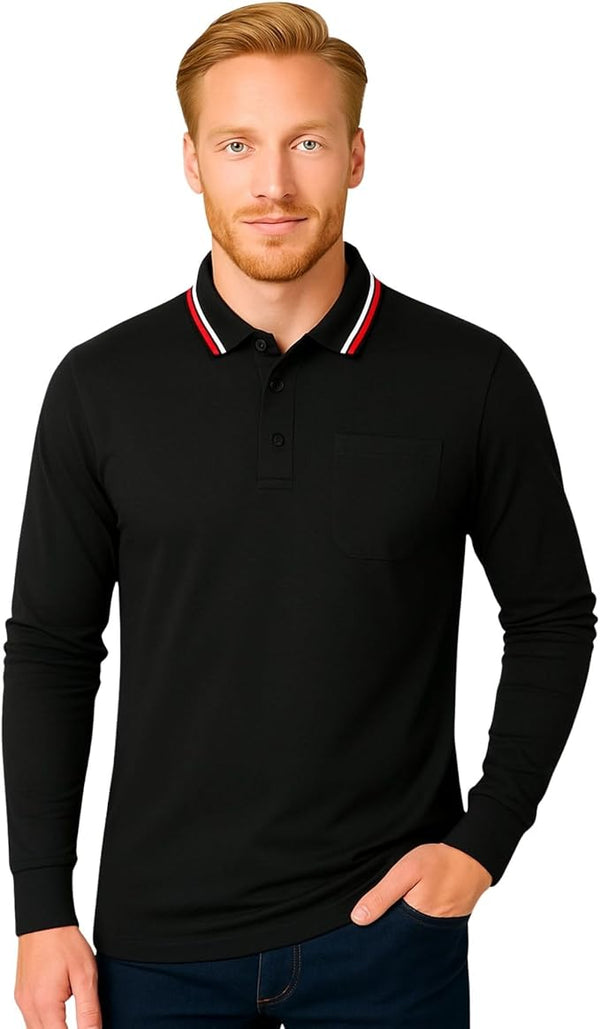 Men’s long sleeve polo shirt black colour 