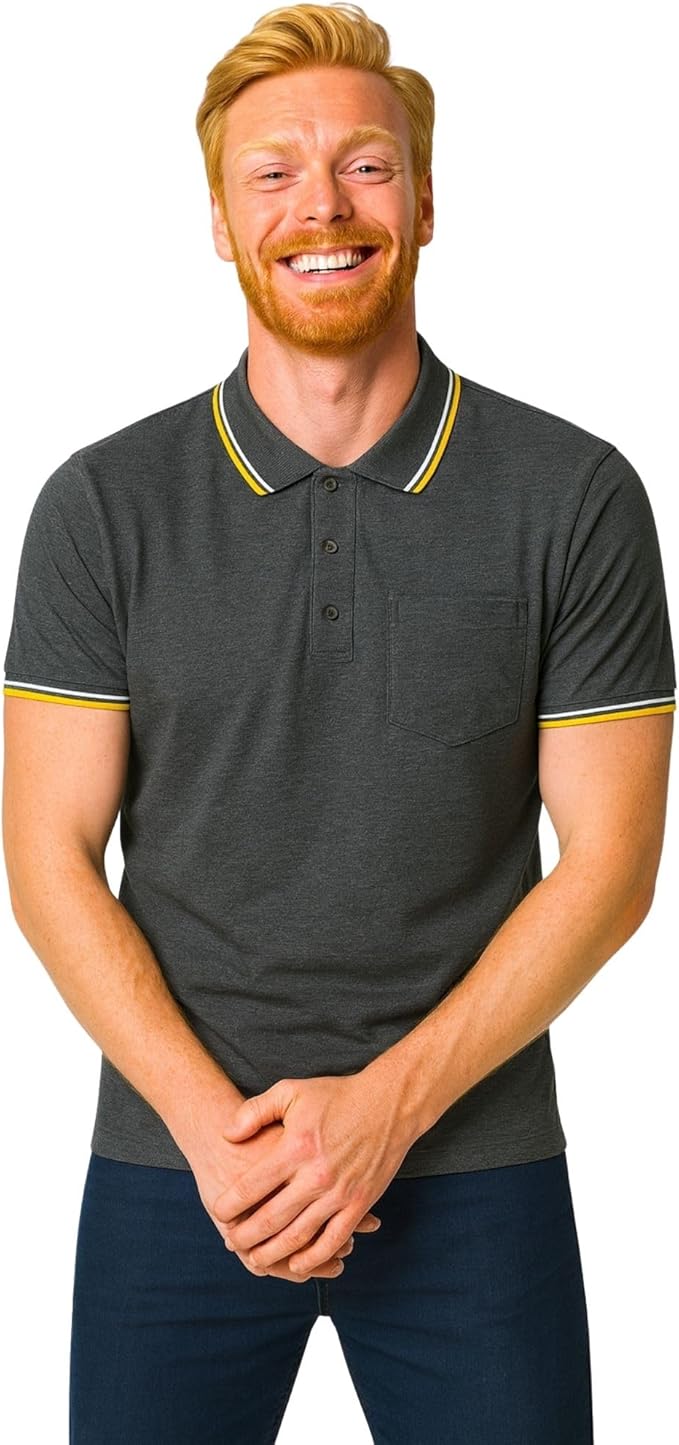 Men's short solid sleeve polo shirt charcoal colour