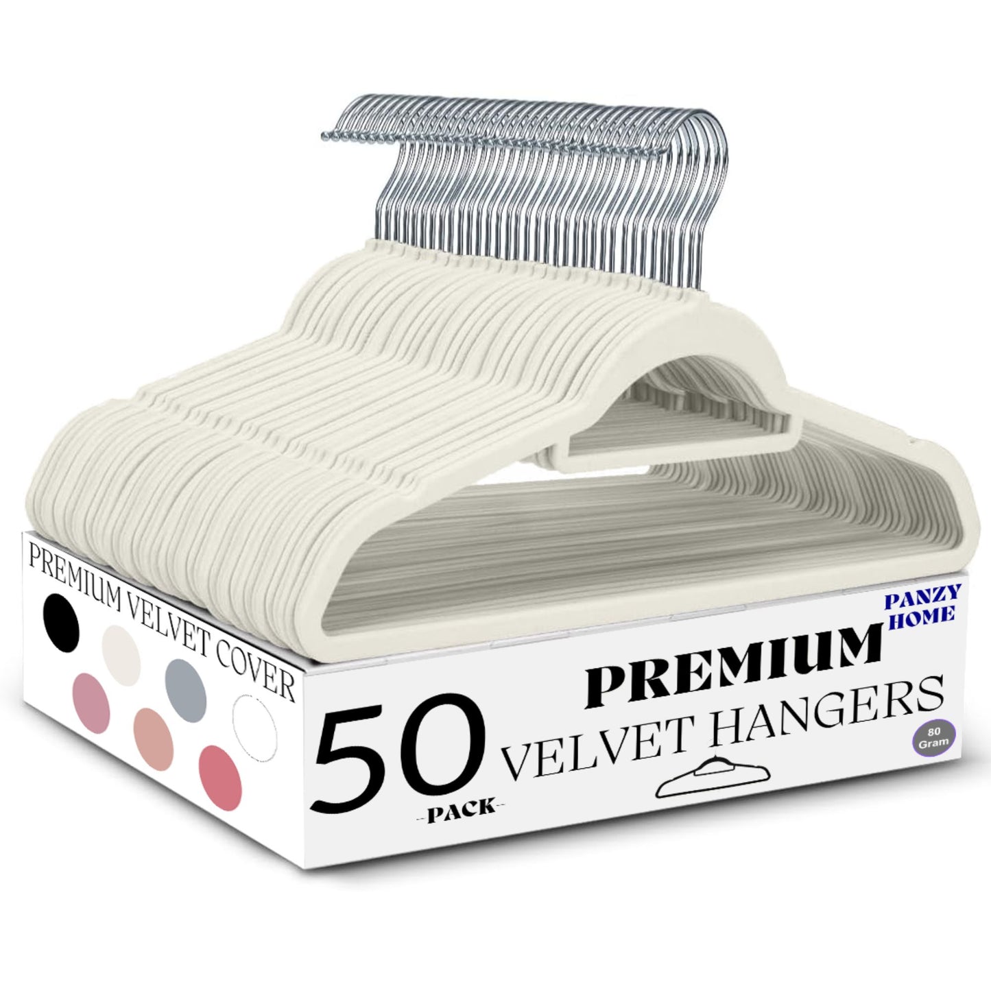 Panzy home premium velvet hangers cream 50 pack