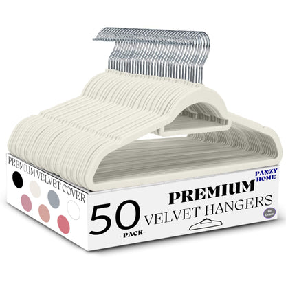 Panzy home premium velvet hangers cream 50 pack