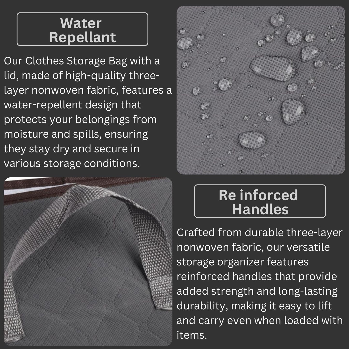 Clothes storage bags water repellant re_inforced handles