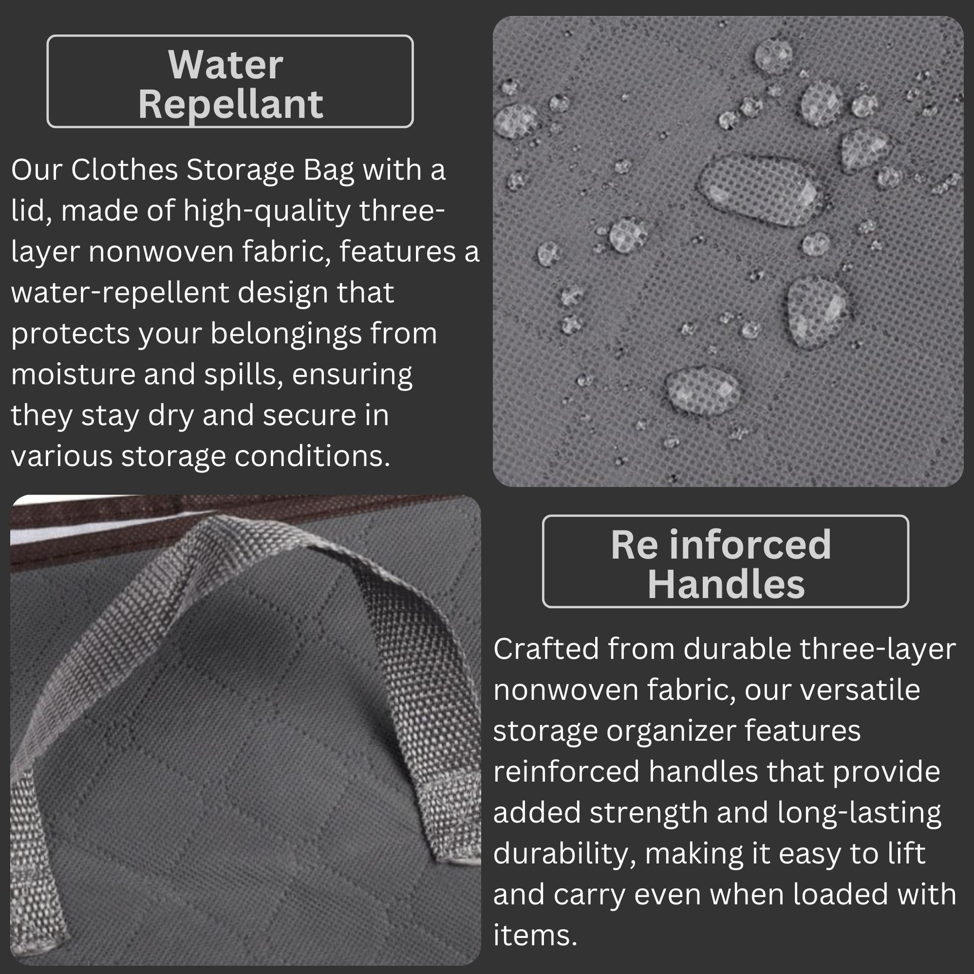 Clothes storage bags water repellant re_inforced handles