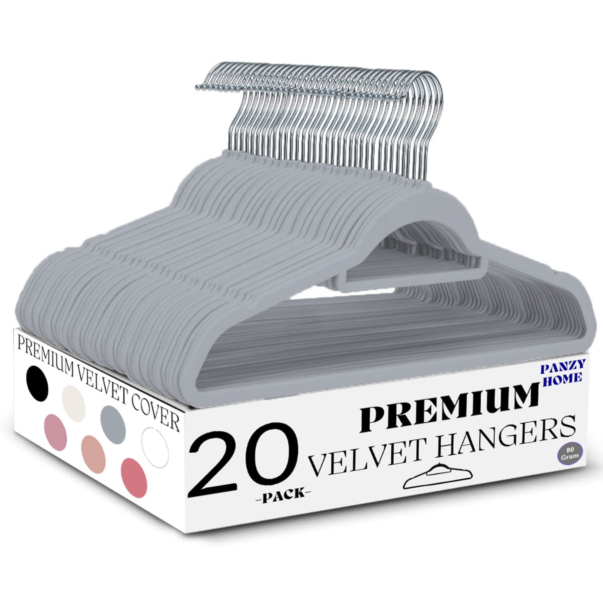 Panzy home premium velvet hangers grey 20 pack