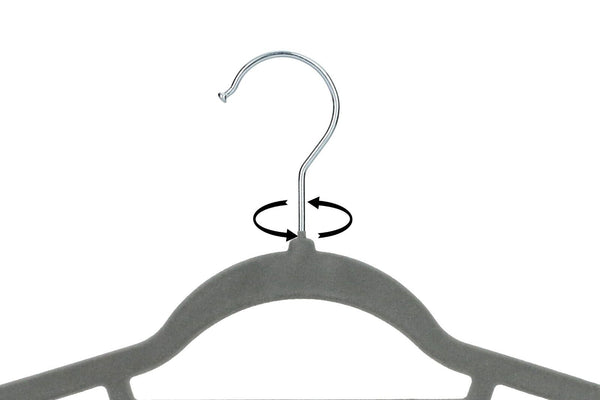 50 Velvet Hangers Non-Slip Clothes Coat Hangers Coat with Tie Bar and 360° Swivel Hook Space-Saving 0.6 cm Thick 43.5 cm Long, for Dresses Trousers