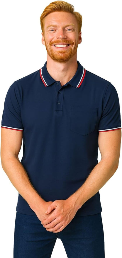 Men's short solid sleeve polo shirt navy colour