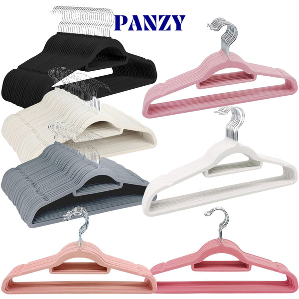 50 or 20  Velvet Hangers Non-Slip Clothes Coat Hangers Coat with Tie Bar and 360° Swivel Hook Space-Saving 0.6 cm Thick 43.5 cm Long, for Dresses Trousers