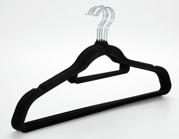 50 Velvet Hangers Non-Slip Clothes Coat Hangers Coat with Tie Bar and 360° Swivel Hook Space-Saving 0.6 cm Thick 43.5 cm Long, for Dresses Trousers