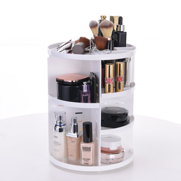 Makeup Organiser, 360 Degree Rotating Beauty Organiser for Cosmetic Perfume Jewellery, Revolving Make Up Storage with Adjustable Layers on Stand Spinning for Vanity Table Bedroom, Crystal