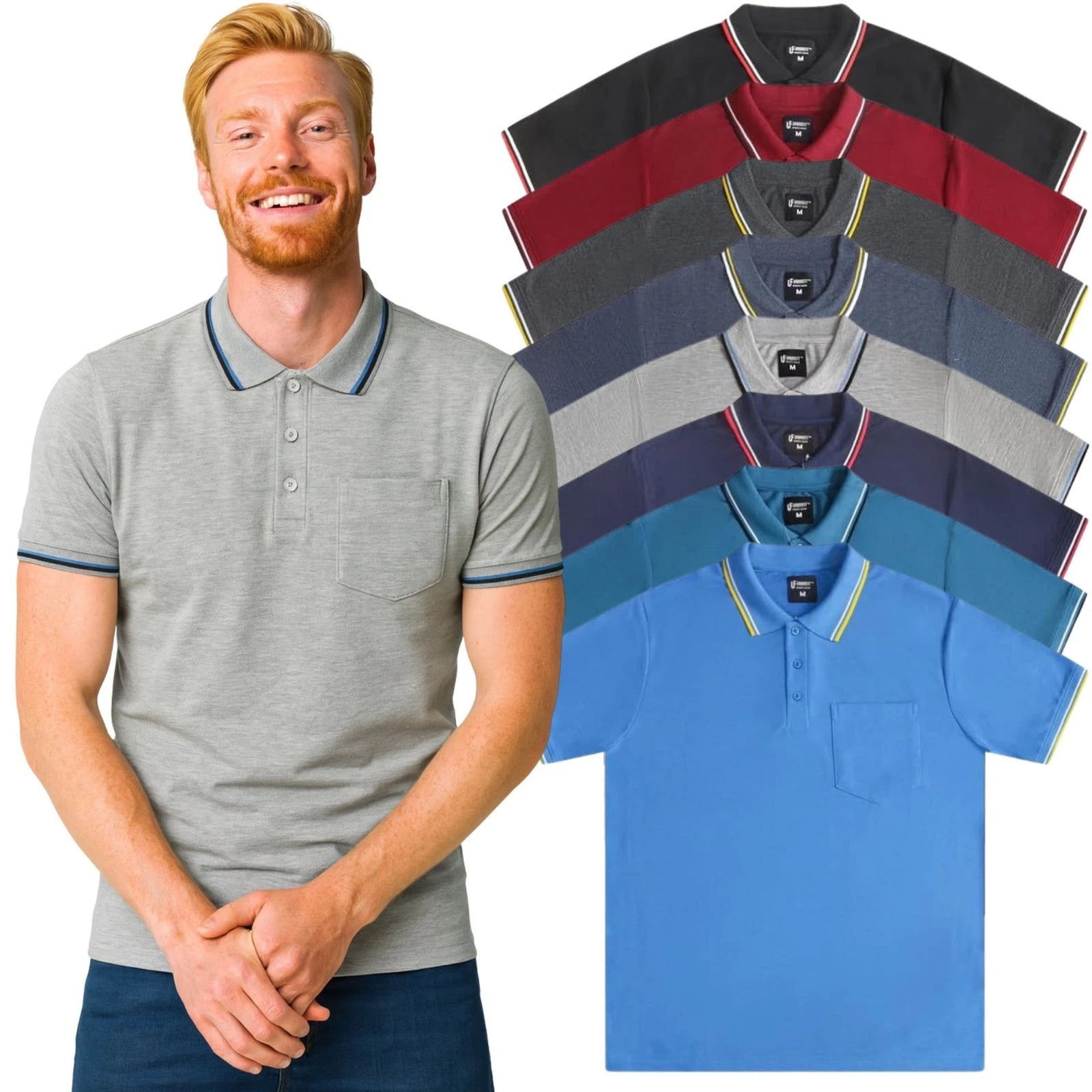 Panzy men's short solid sleeve polo shirt multiple colour black, blue, burgundy, charcoal, denim, light grey, navy, teal, white