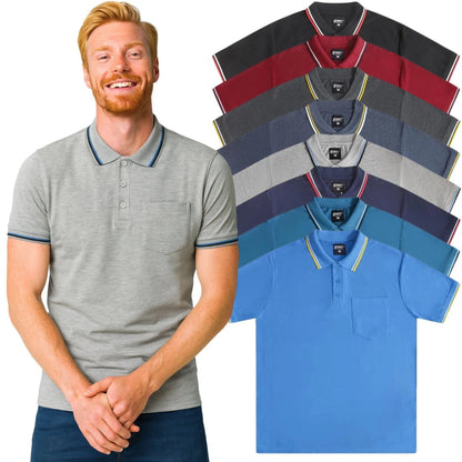 Panzy men's short solid sleeve polo shirt multiple colour black, blue, burgundy, charcoal, denim, light grey, navy, teal, white