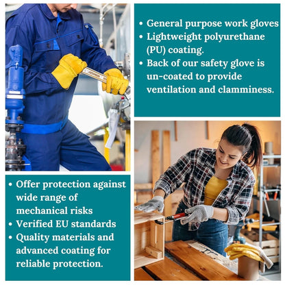 Safety work gloves general purpose work gloves, offer protection against wide range of machanical risks