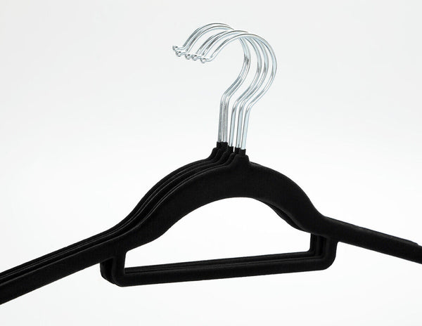 50 Velvet Hangers Non-Slip Clothes Coat Hangers Coat with Tie Bar and 360° Swivel Hook Space-Saving 0.6 cm Thick 43.5 cm Long, for Dresses Trousers