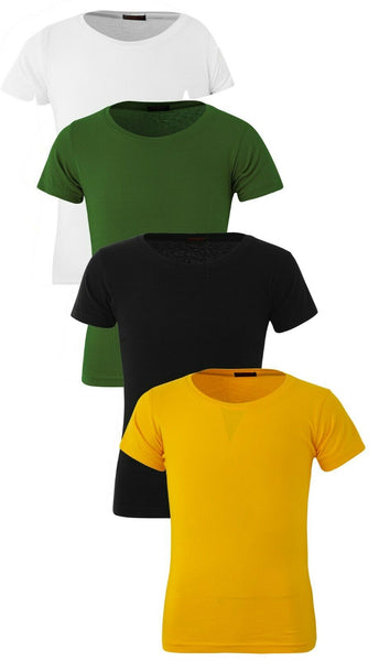 4 Pack Boys Unisex 95% Cotton Plain Tee Shirts T-Shirt Plain Top Age 5 to 13