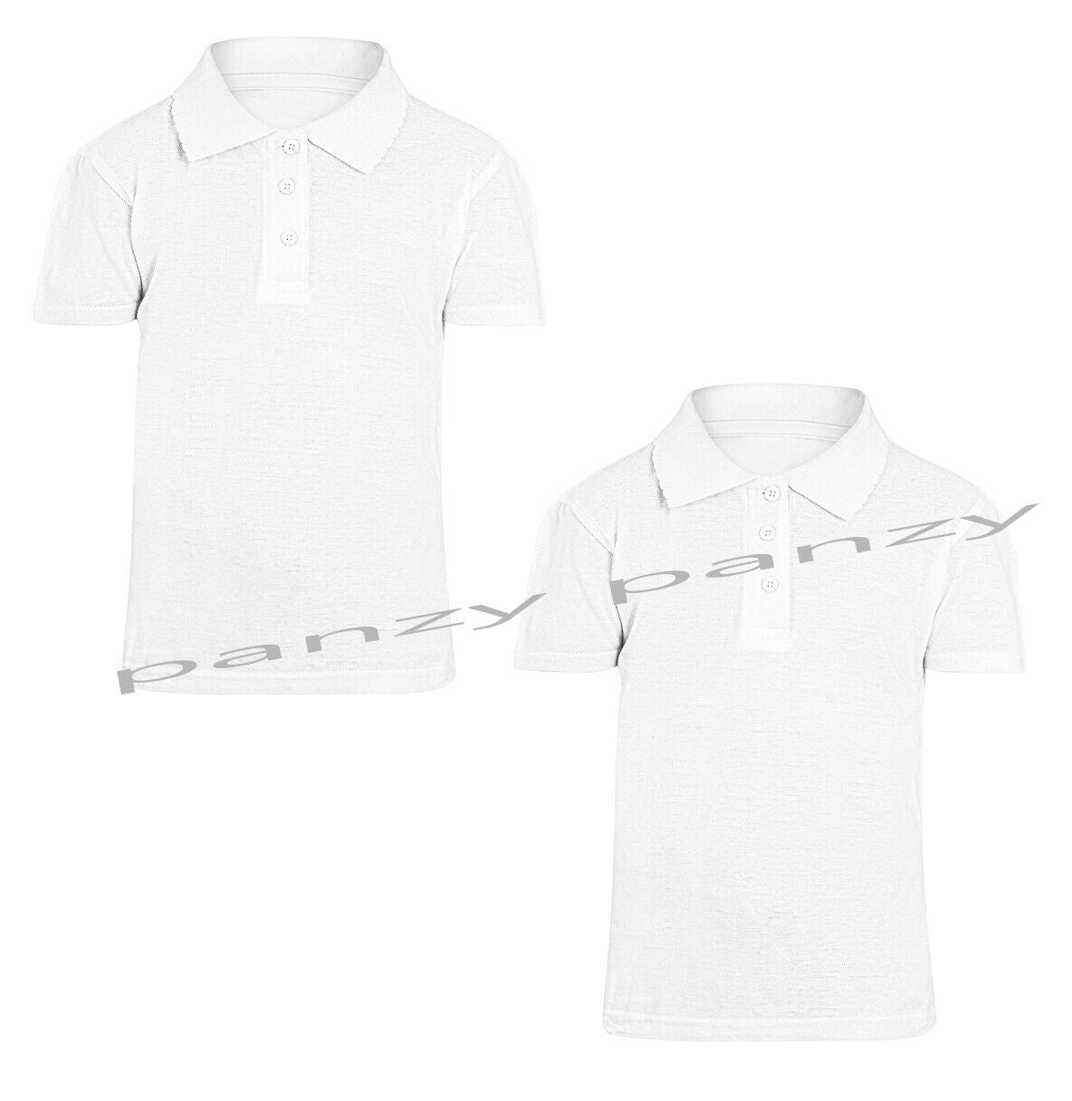 2 Pack Girls Plain 100% Cotton Polo Shirts Children School T-Shirt Uniform 