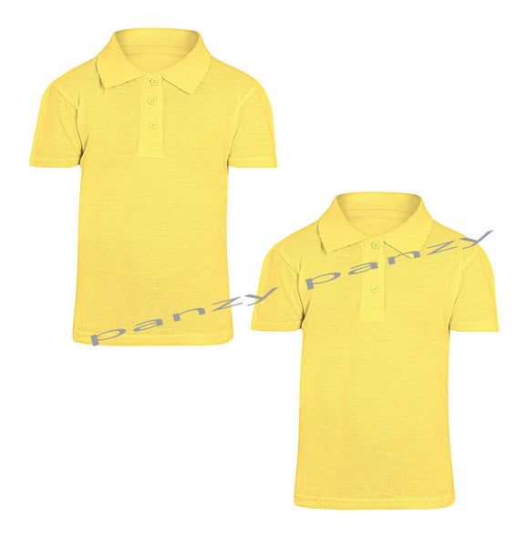 2 Pack Girls Plain 100% Cotton Polo Shirts Children School T-Shirt Uniform 